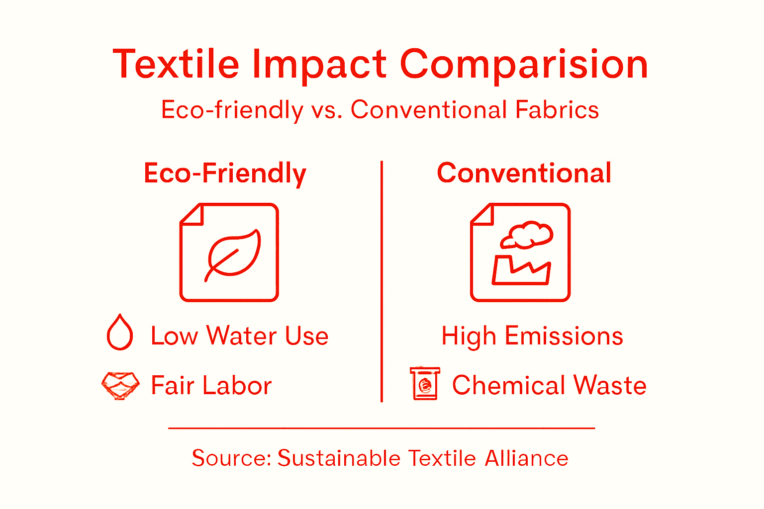 Infographic comparing eco-friendly and conventional fabrics