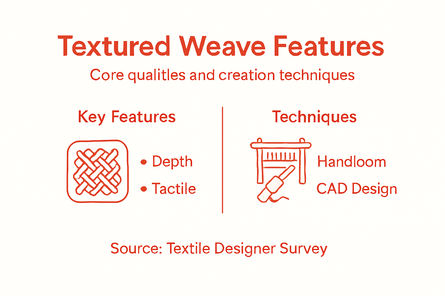 Infographic outlining key textured weave features