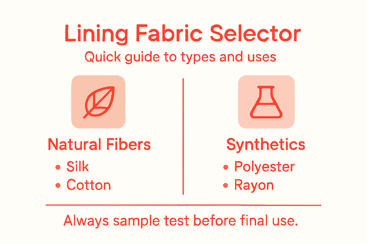 Infographic comparing lining fabrics by type