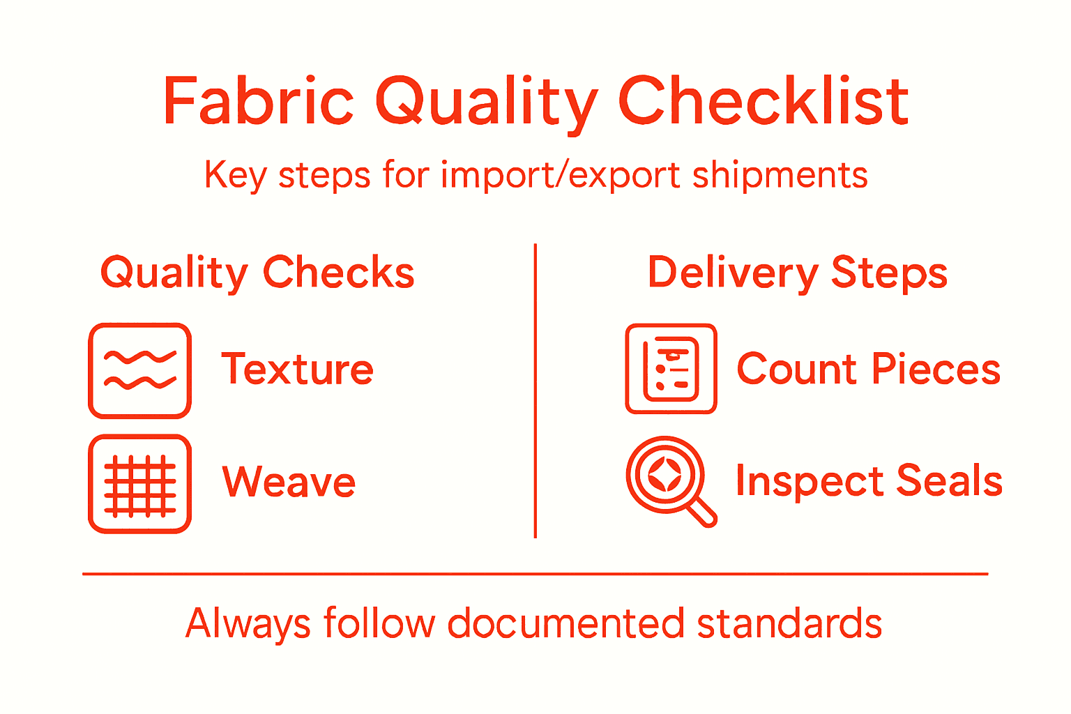 Infographic about fabric quality checks and delivery