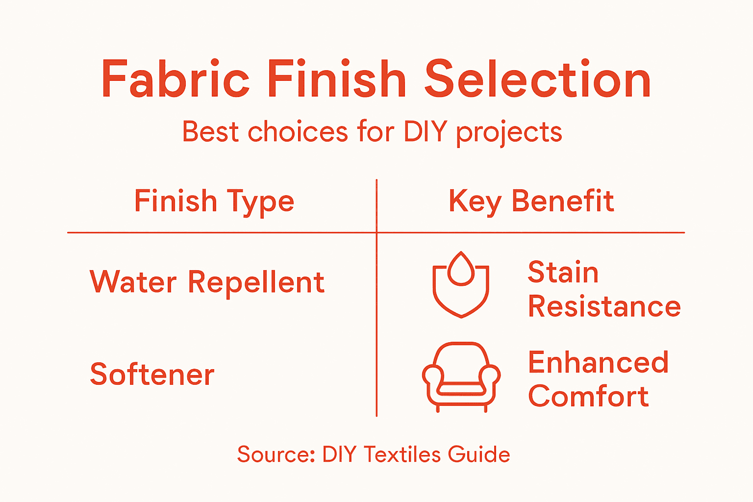 Infographic showing fabric finish types and benefits