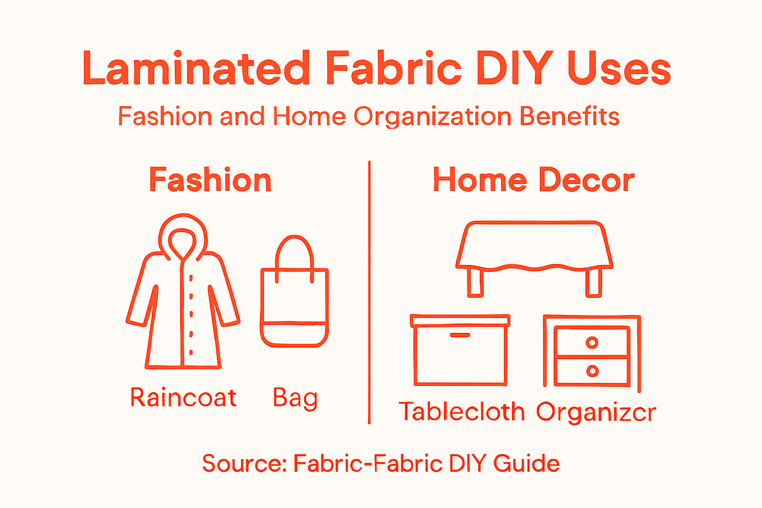 Infographic showing laminated fabric DIY uses