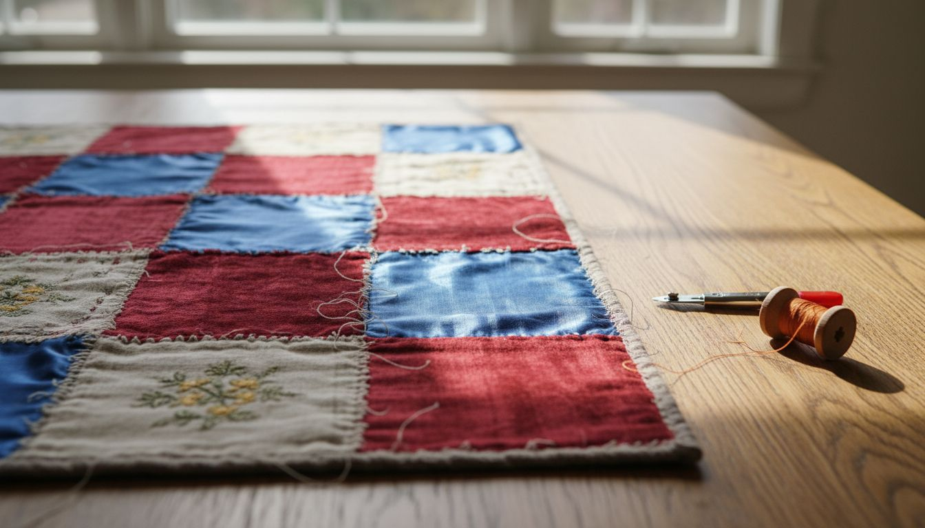 Close-up of specialty quilt fabrics texture