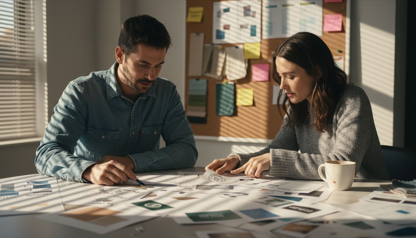 Brand managers reviewing certification materials