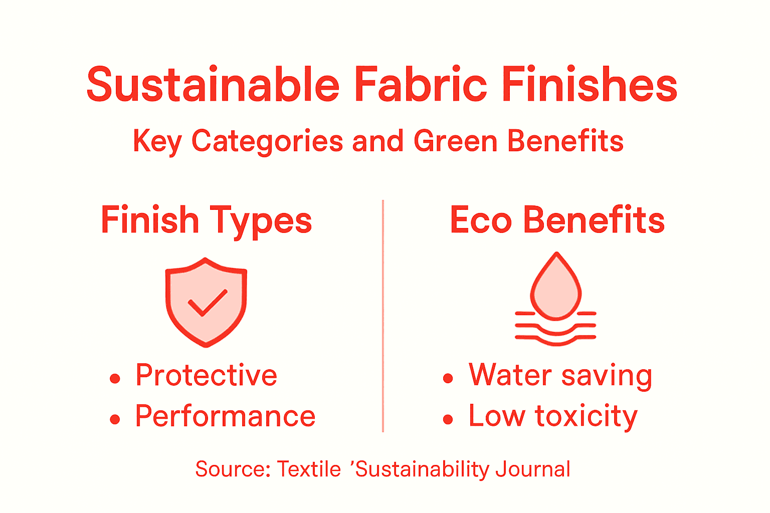 Infographic on sustainable fabric finish types and benefits