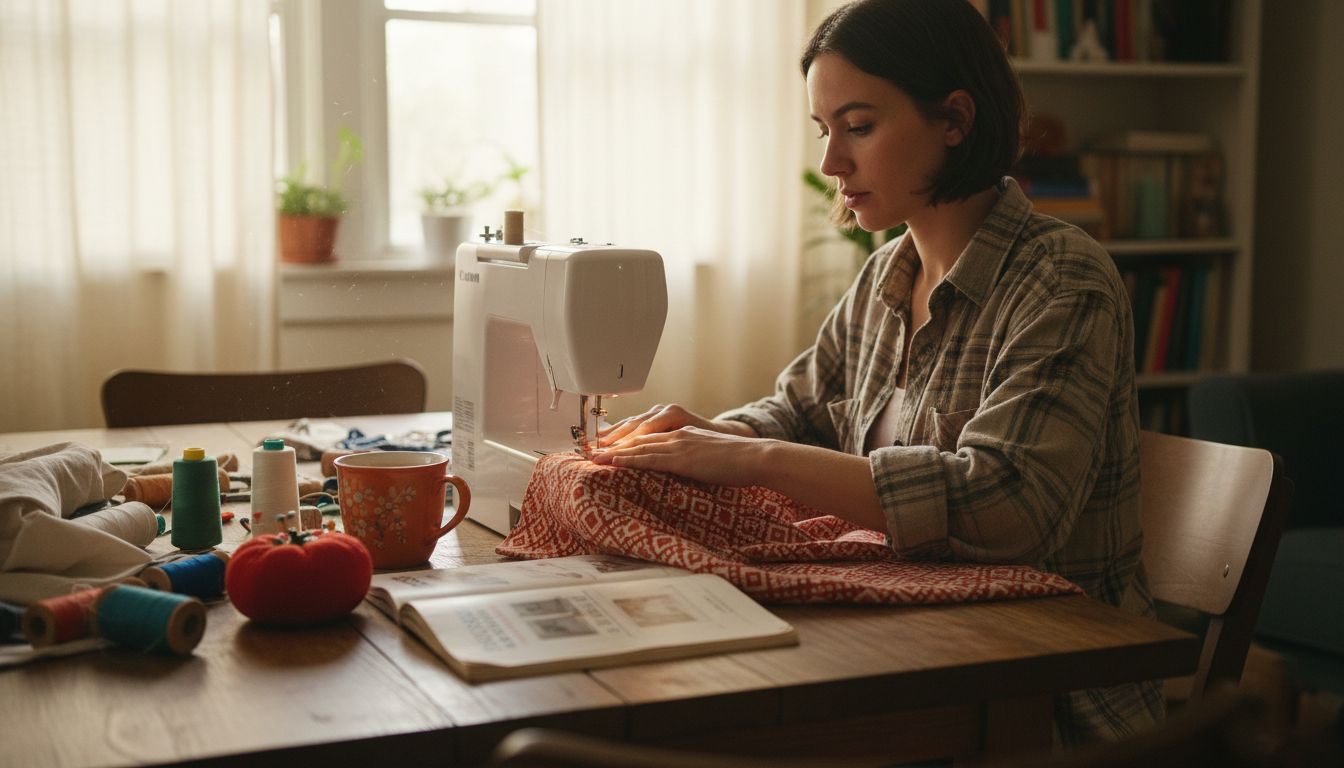 Beginner sewing at home with supplies