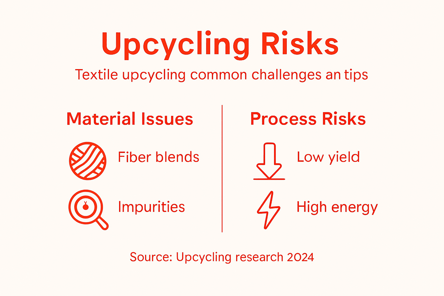 Infographic on textile upcycling risks and challenges