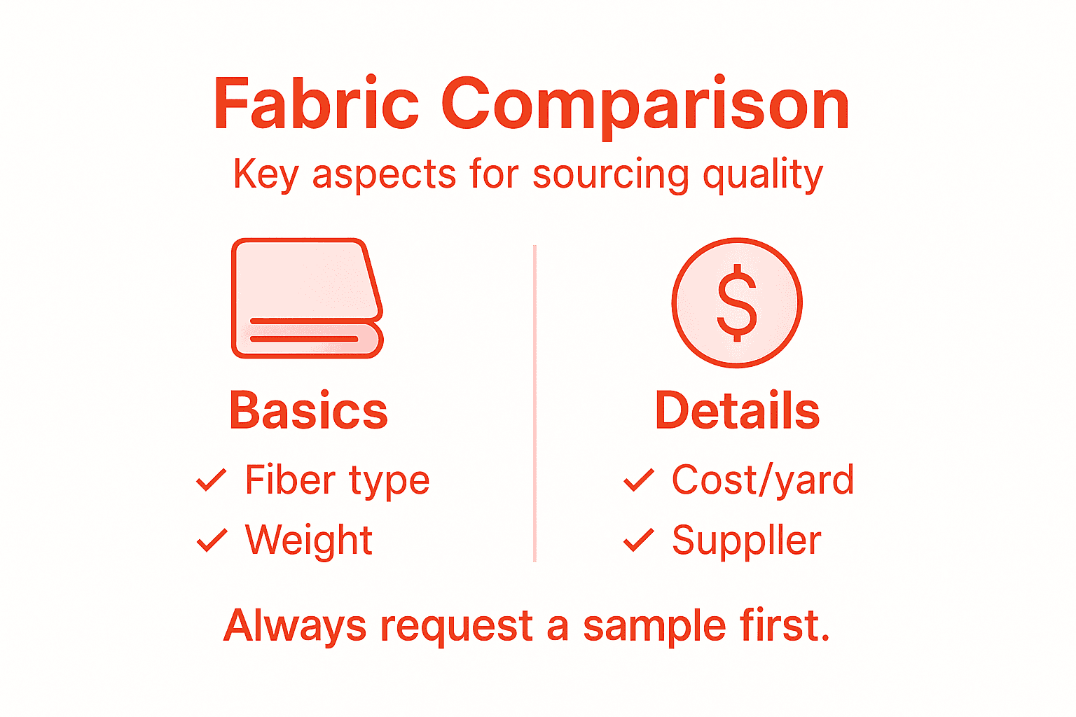 Infographic showing fabric sourcing comparison points