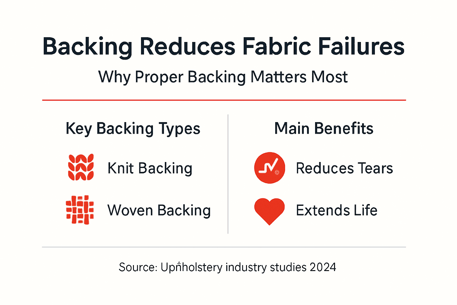 Infographic summarizes upholstery backing types and benefits