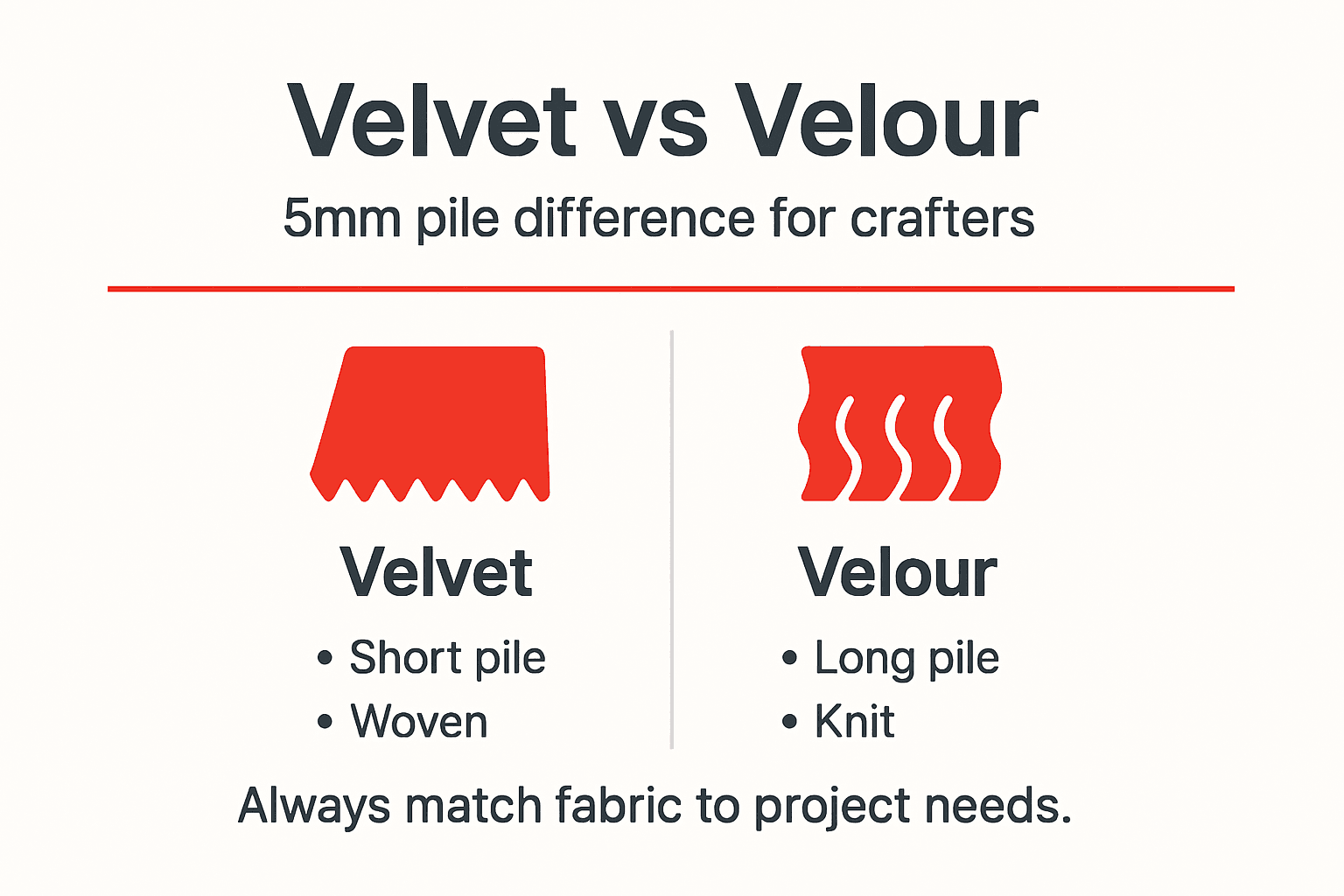 Infographic comparing velvet and velour properties