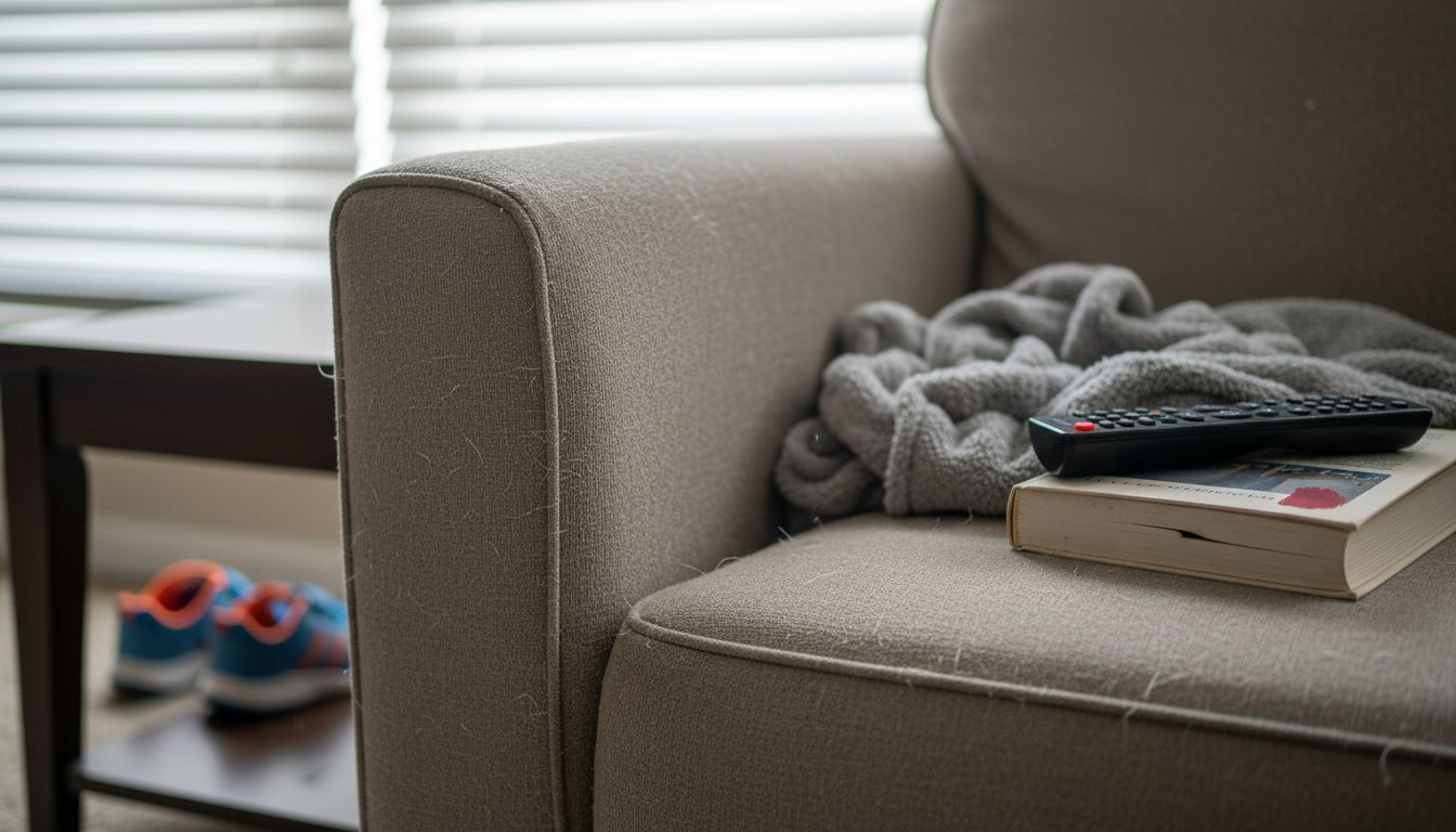 Microfiber sofa with real-life imperfections