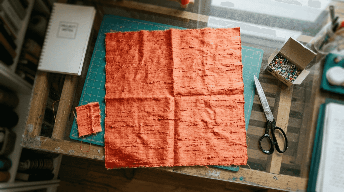 Silk slub fabric showing irregular bumps