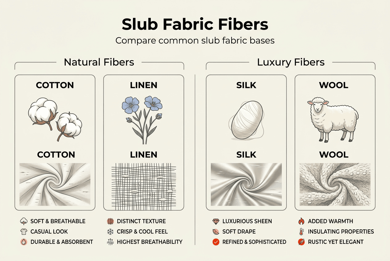 Infographic comparing slub fabric fiber types