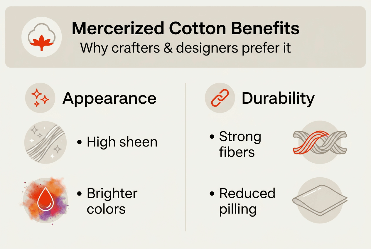 Infographic summarizing mercerized cotton benefits