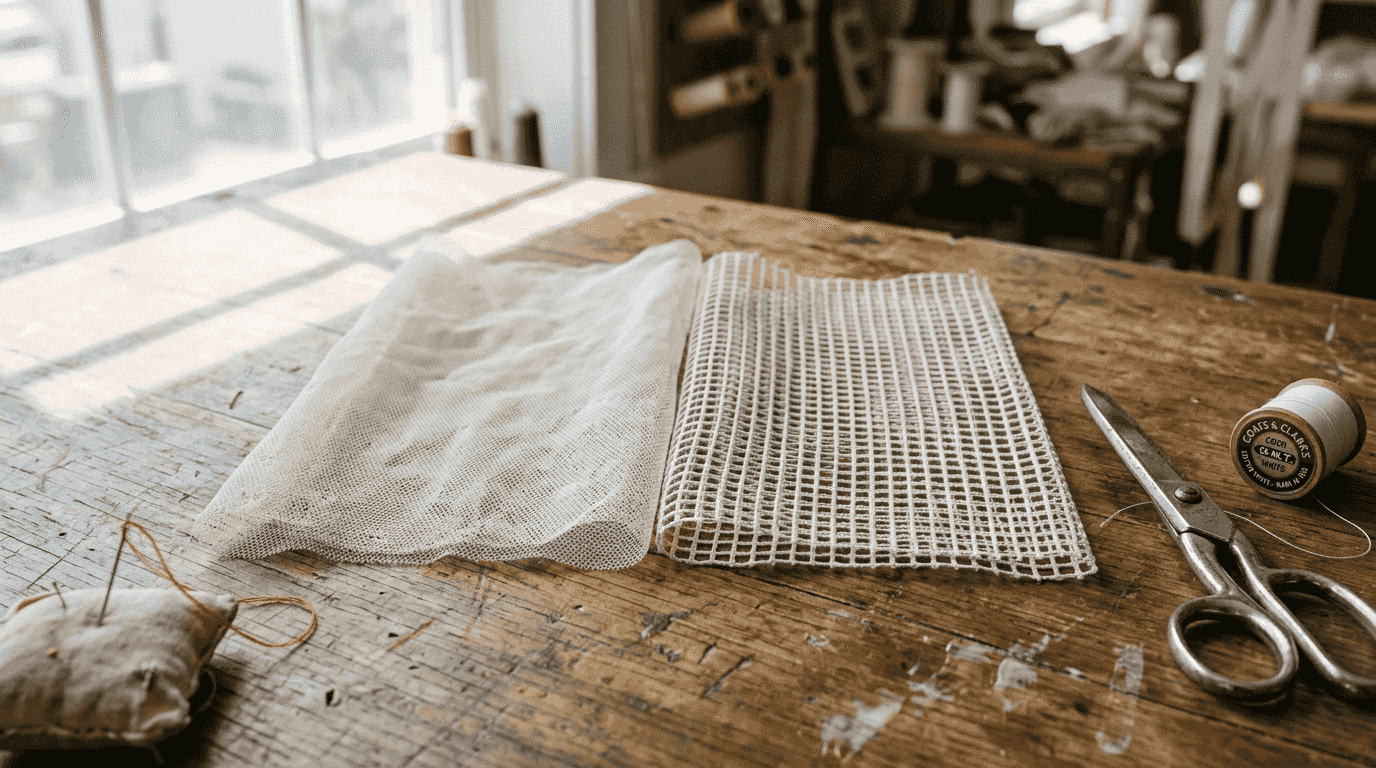 Close-up of tulle and netting fabrics