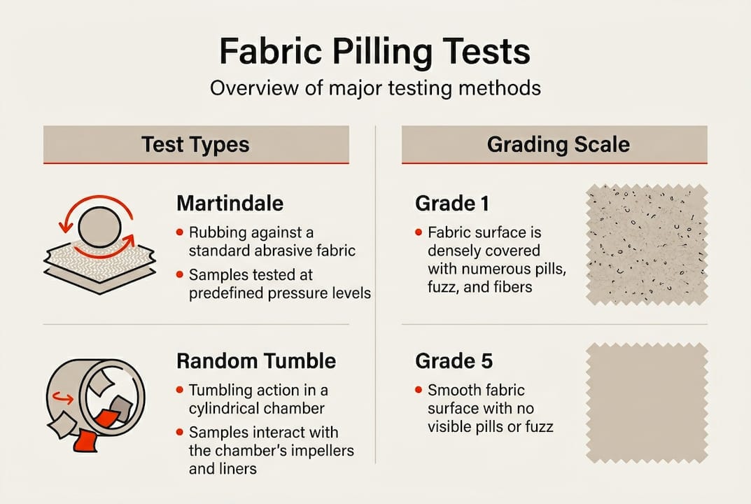 Infographic on fabric pilling test methods