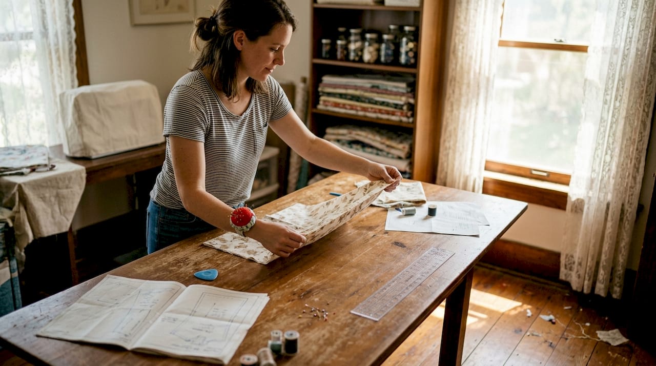Sewer testing fabric bias at craft table