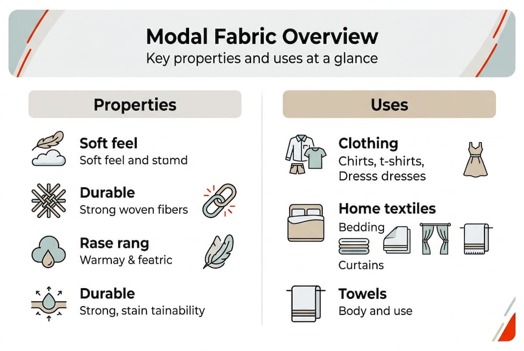 Infographic outlining modal fabric properties and uses