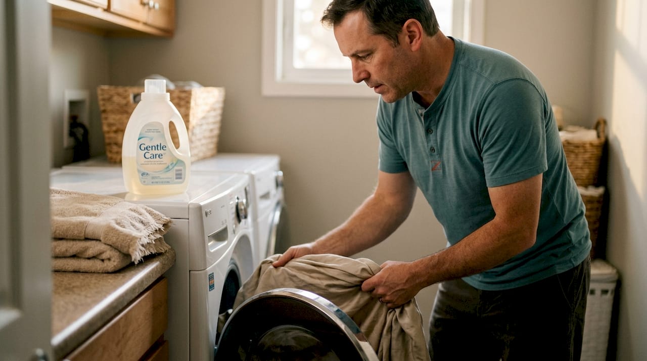 Removing sateen bedsheet from laundry machine