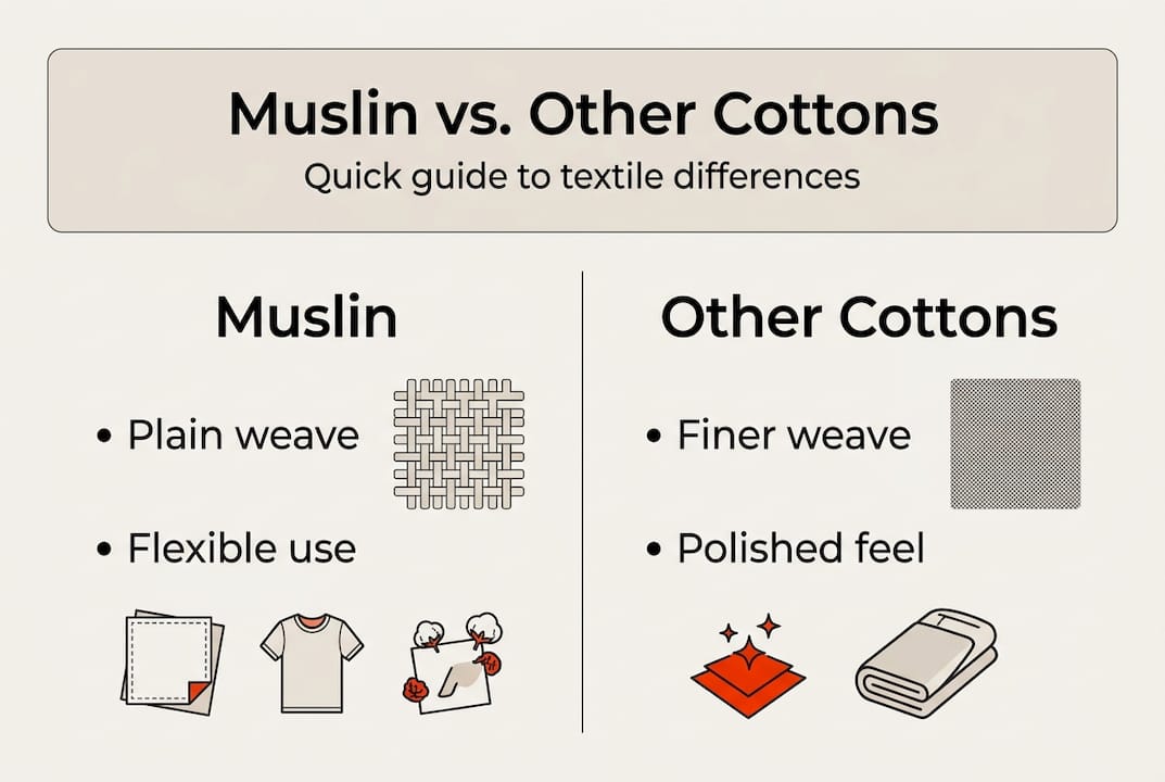 Infographic comparing muslin to cotton
