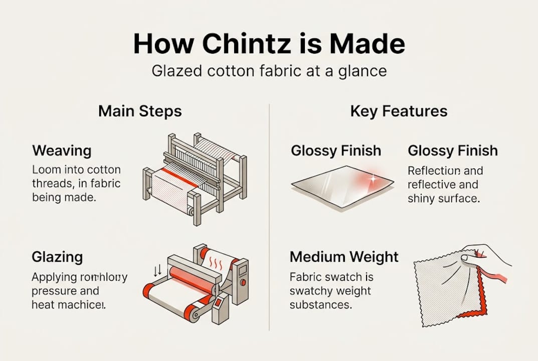 Infographic of chintz fabric process and features
