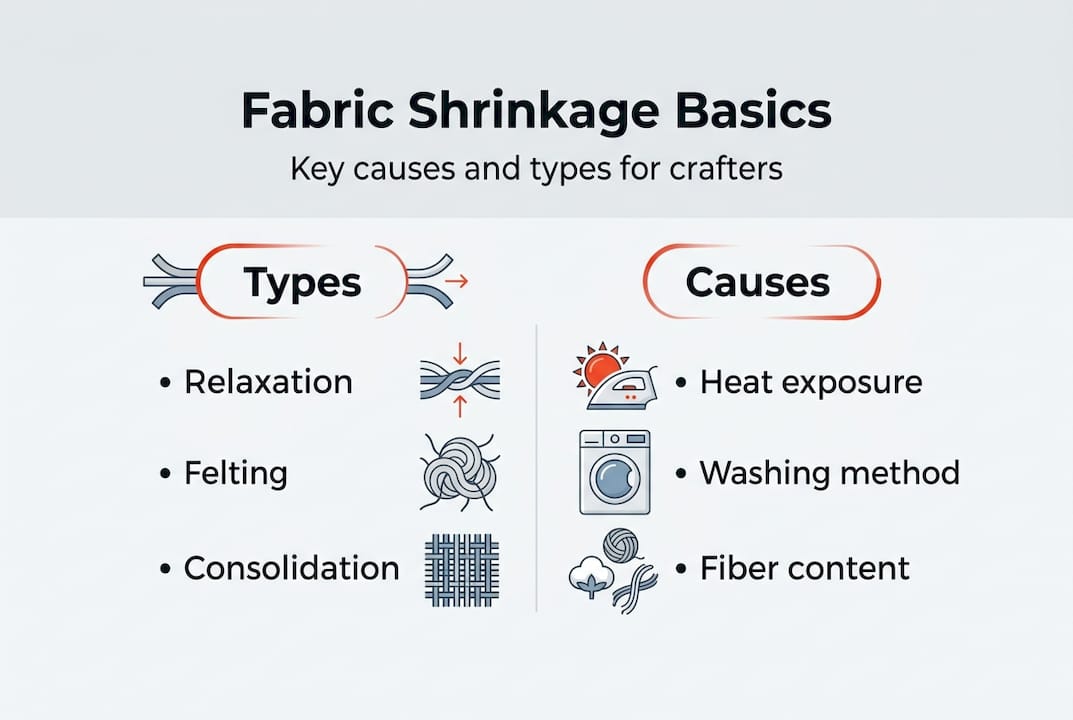 Infographic of fabric shrinkage types and causes