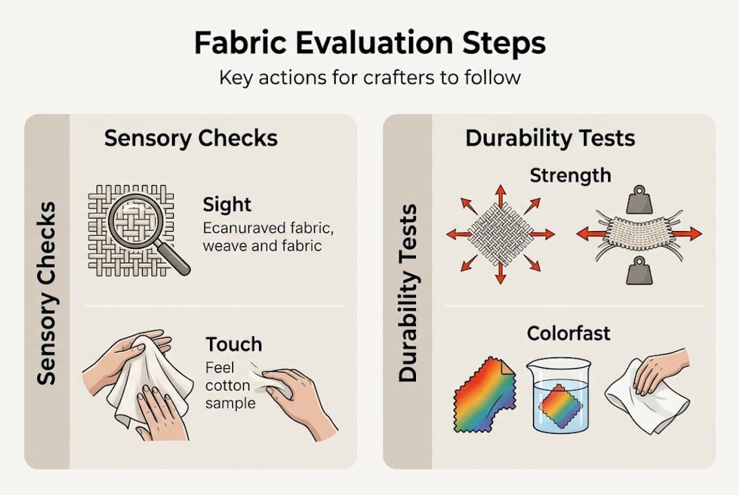 Infographic showing fabric evaluation steps