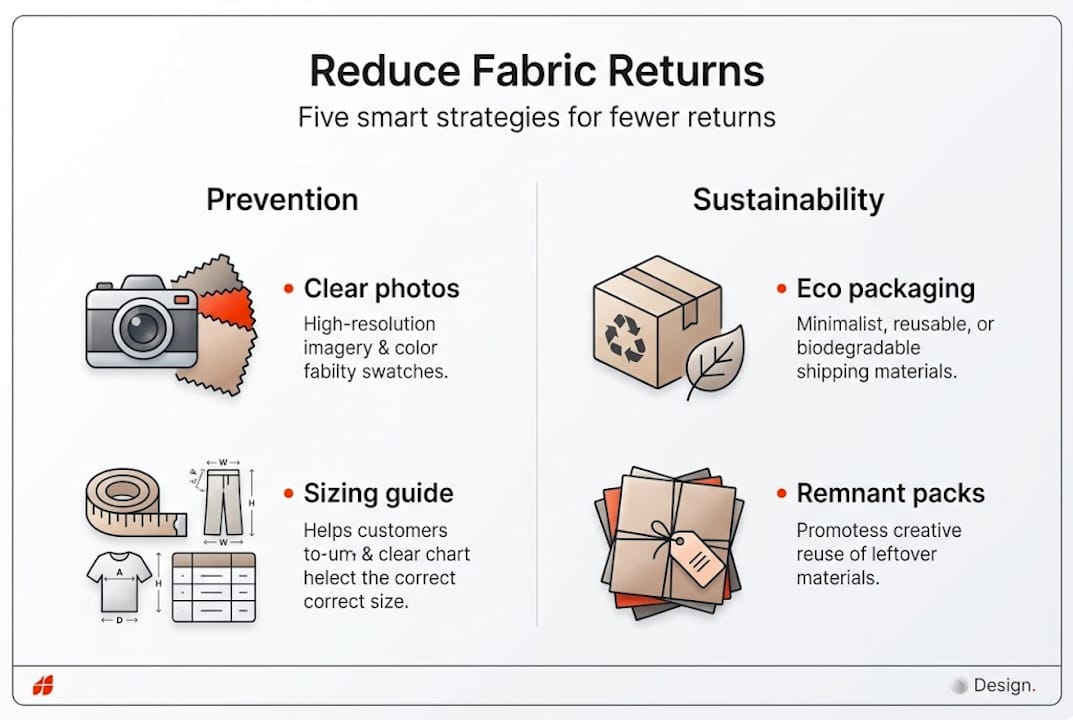 Infographic showing fabric return reduction strategies