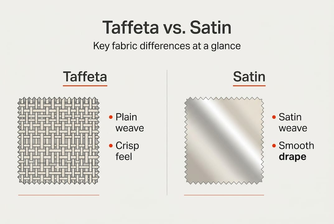 Infographic comparing taffeta and satin
