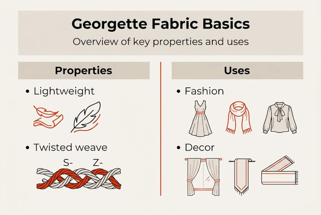 Infographic on georgette fabric properties and uses