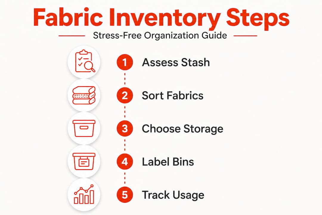 Infographic illustrating fabric inventory process steps