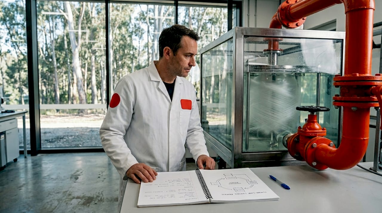 Engineer observing lyocell fiber production process