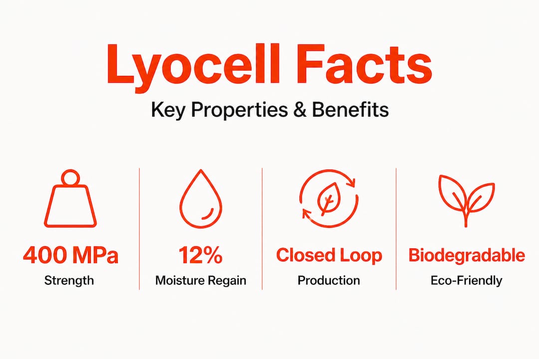 Infographic shows four lyocell property stats
