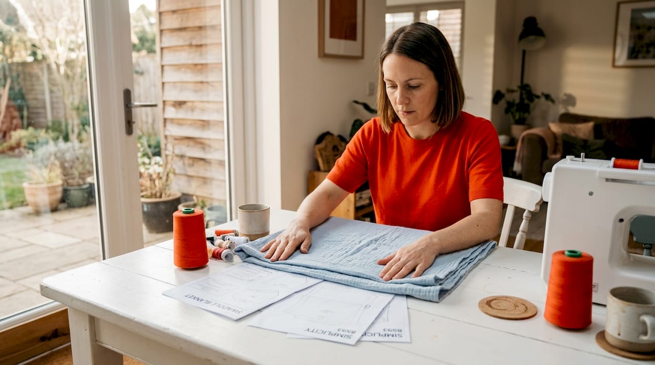 Crafter preparing double gauze swaddle blanket