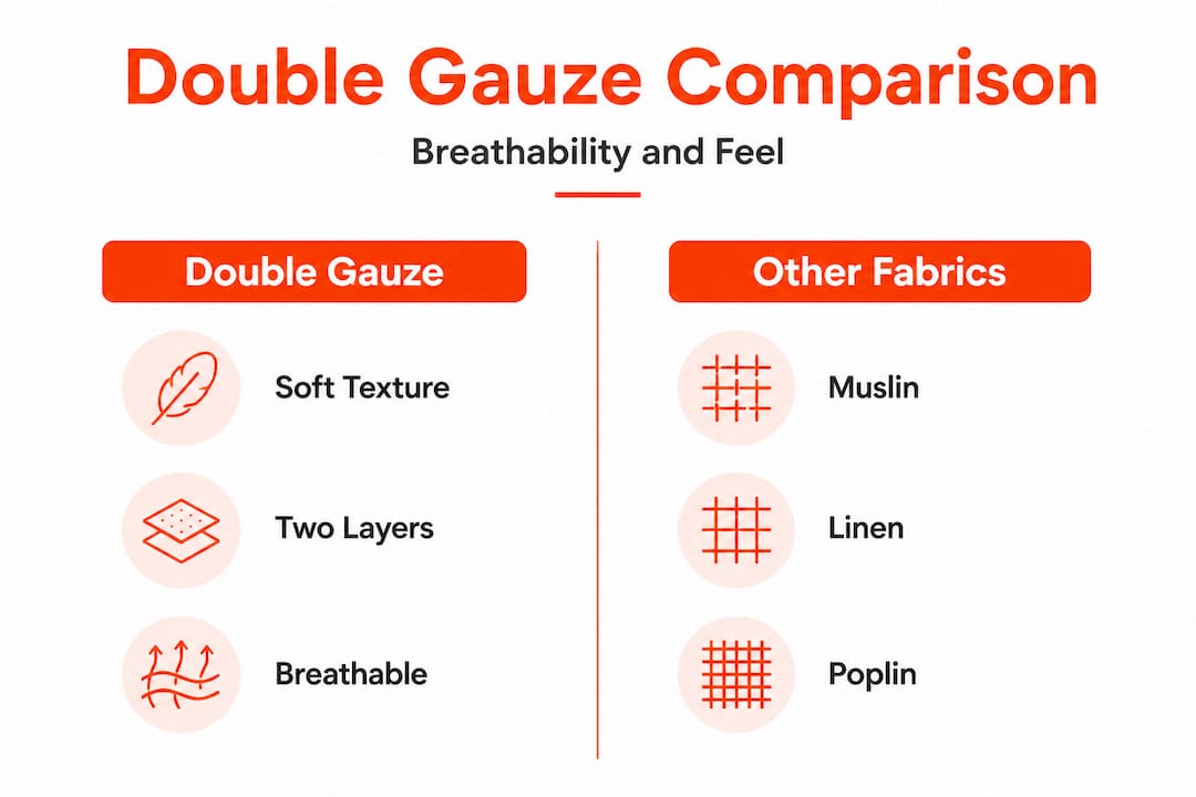 Infographic comparing double gauze to other fabrics