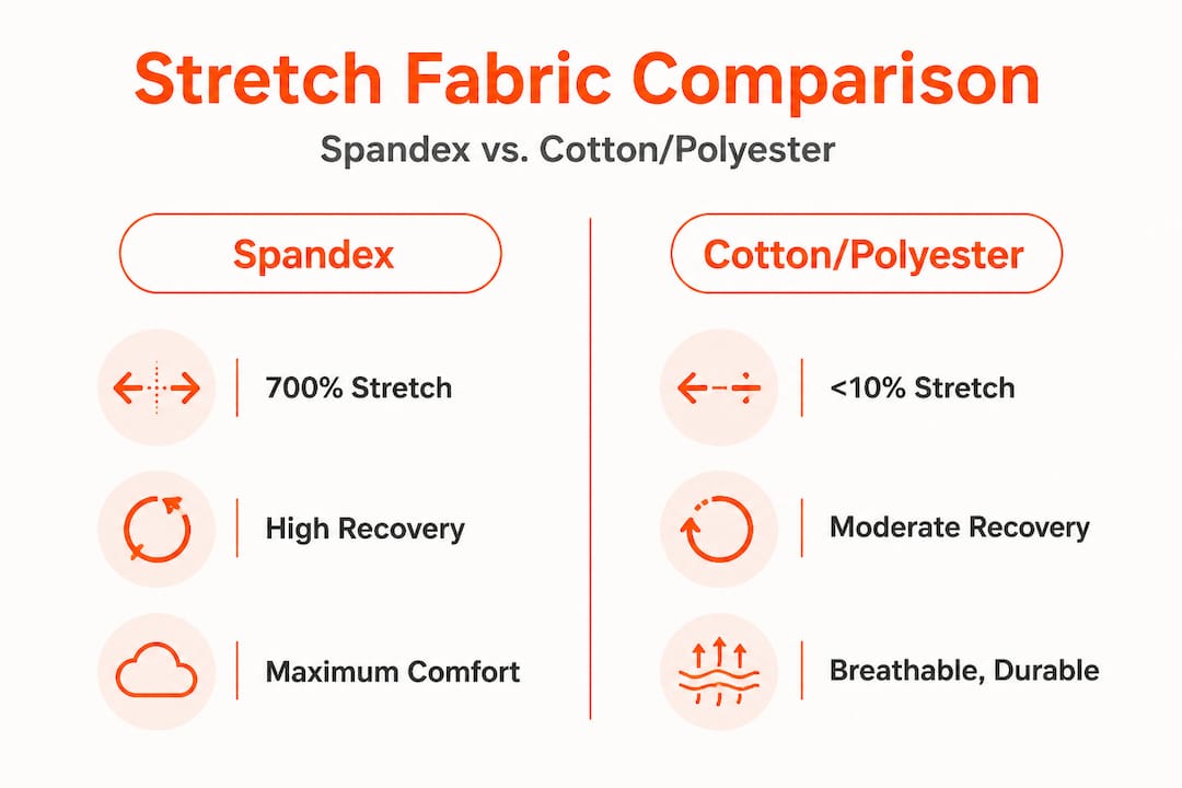Infographic comparing spandex with cotton polyester