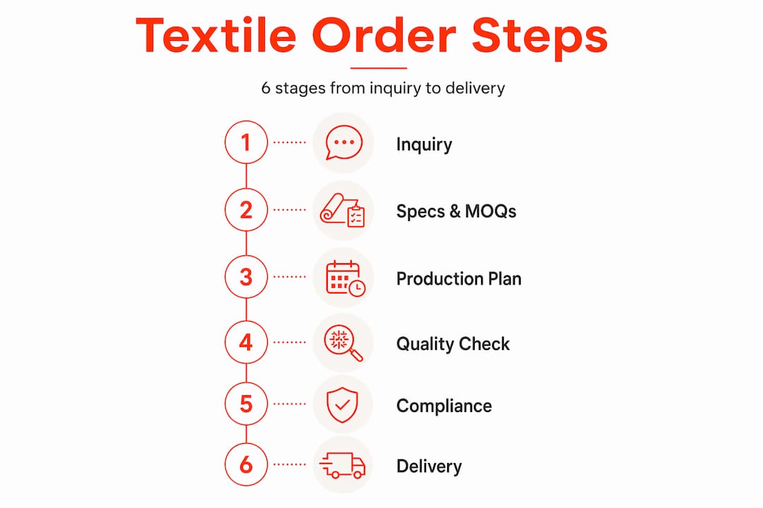 Infographic of textile order process steps