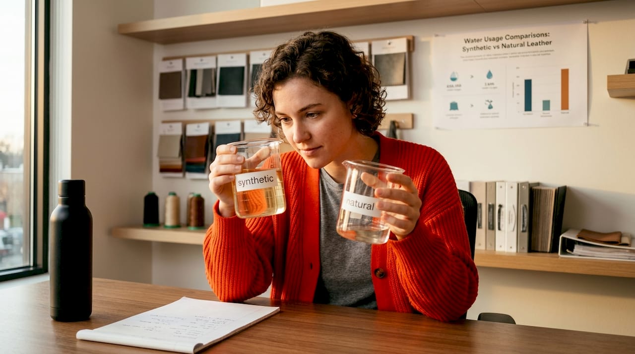 Comparing water use for synthetic leather