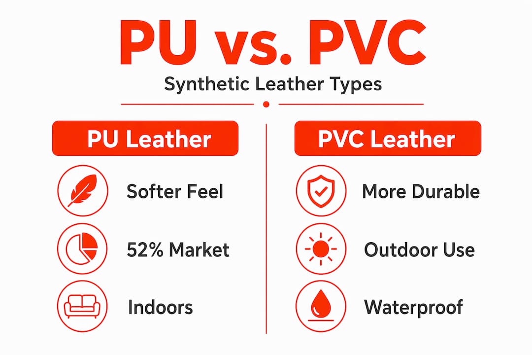 PU vs PVC synthetic leather comparison infographic