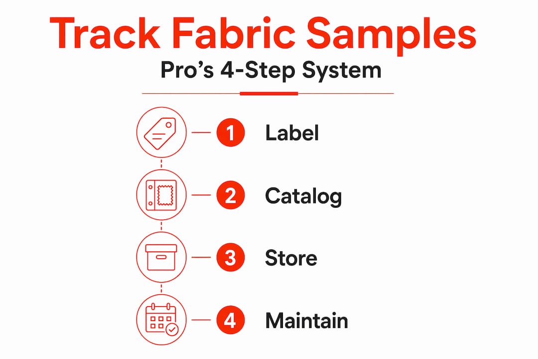 Infographic for tracking fabric samples process