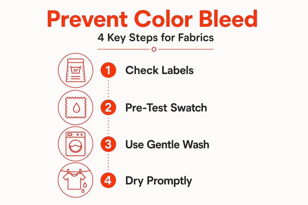 Infographic showing four steps to prevent color bleeding