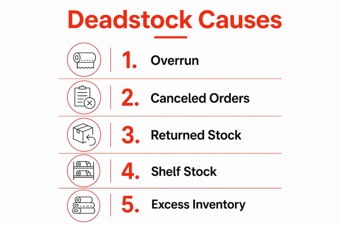 Infographic showing causes of deadstock fabrics