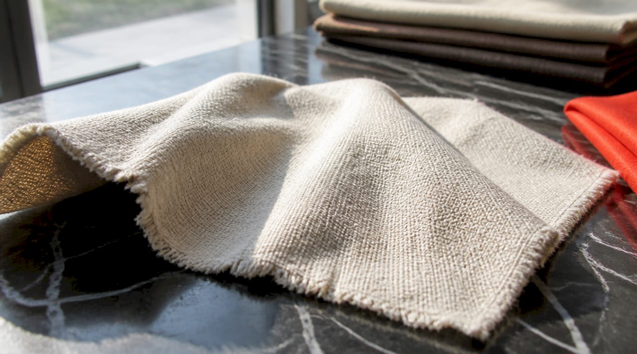 Close-up of cotton woven fabric texture
