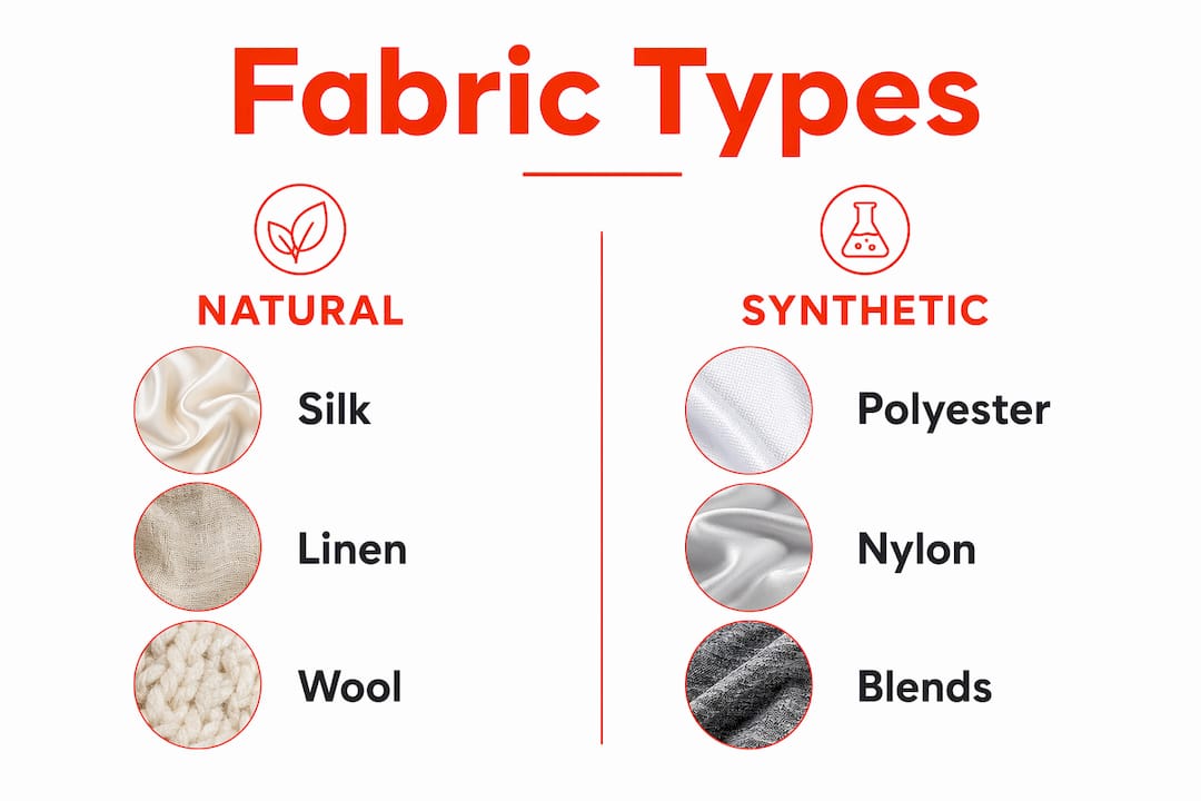 Infographic comparing natural and synthetic fabrics