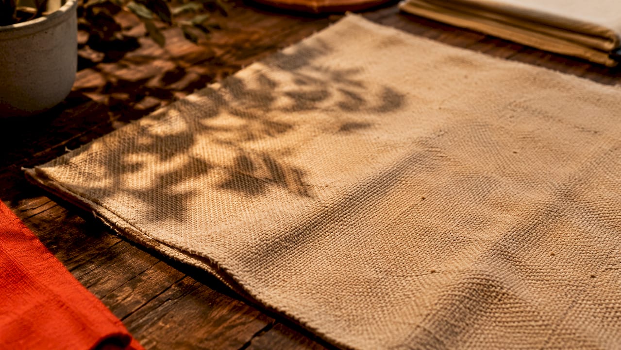 Close-up of tightly woven canvas fabric texture