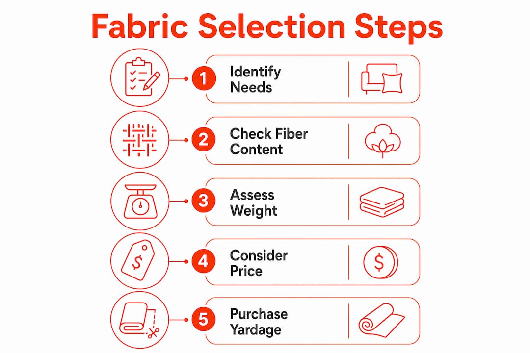 Infographic detailing steps for selecting decor fabric