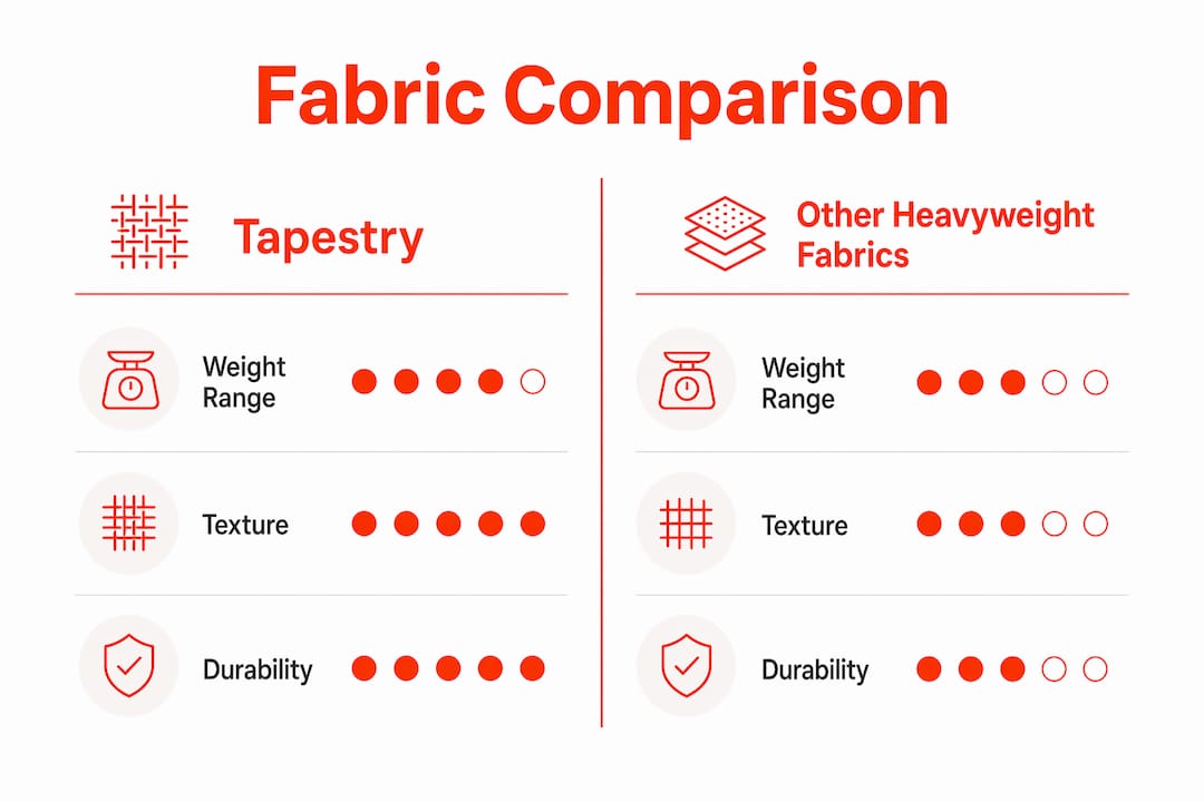Infographic comparing tapestry and other heavyweight fabrics