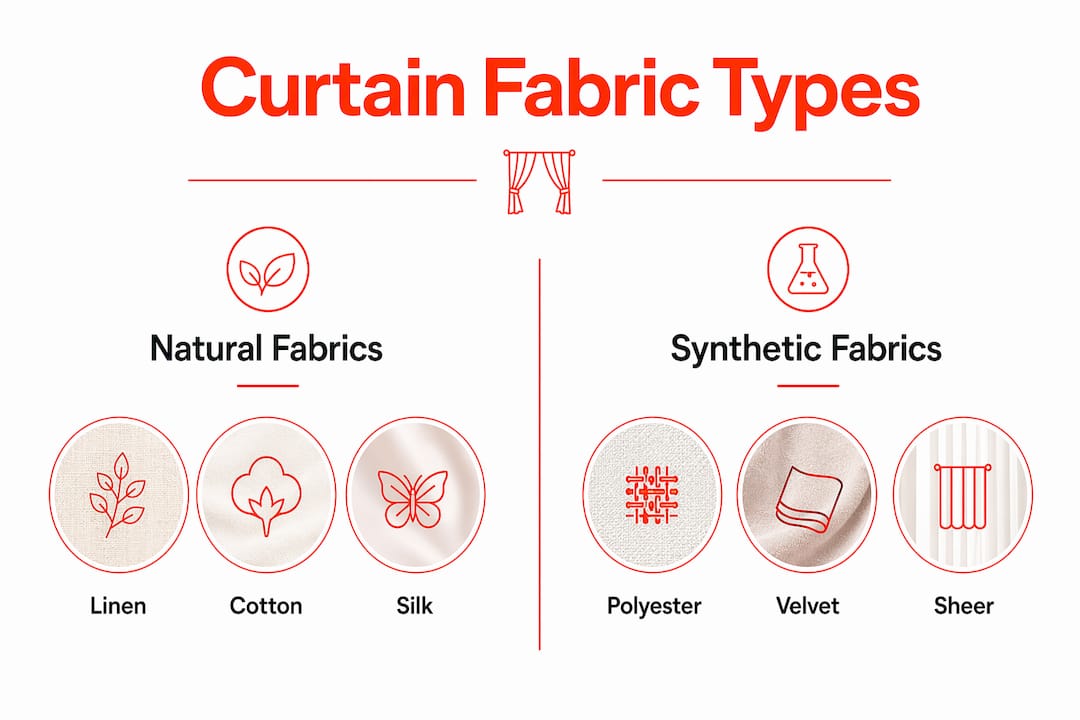 Infographic comparing natural and synthetic curtain fabrics
