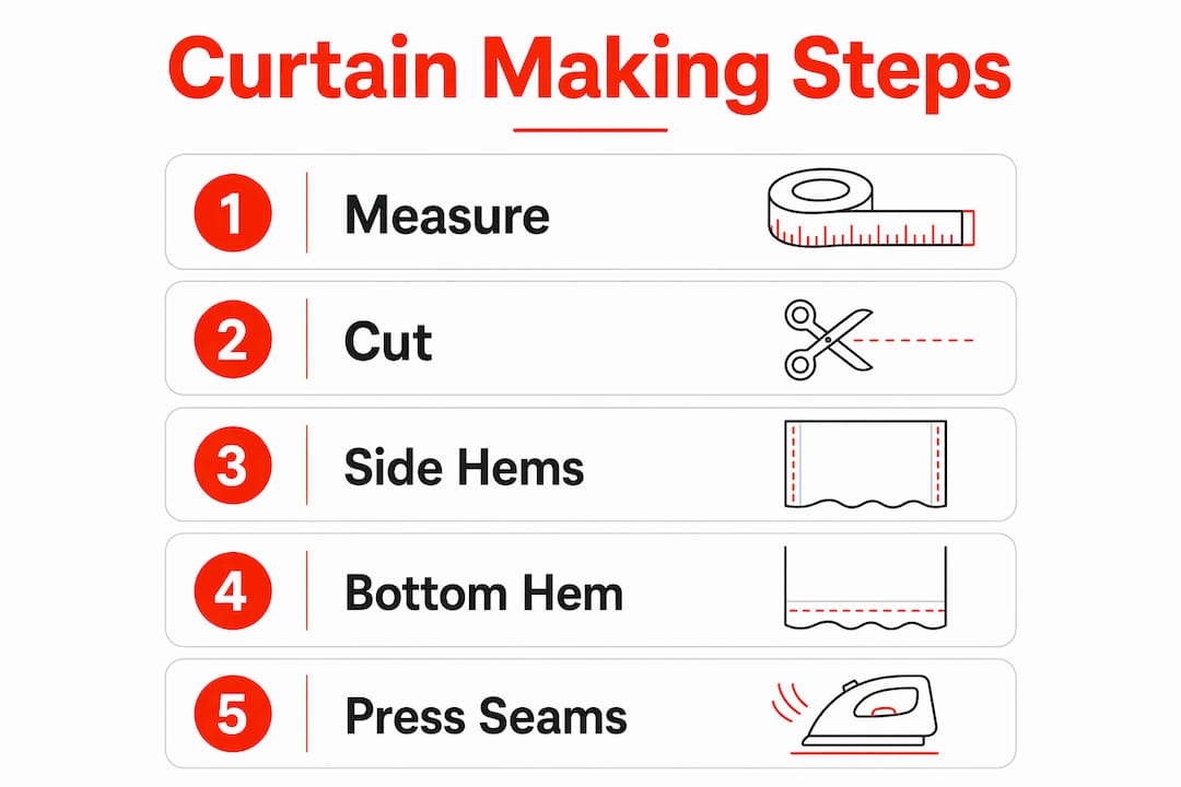 Infographic of curtain making steps