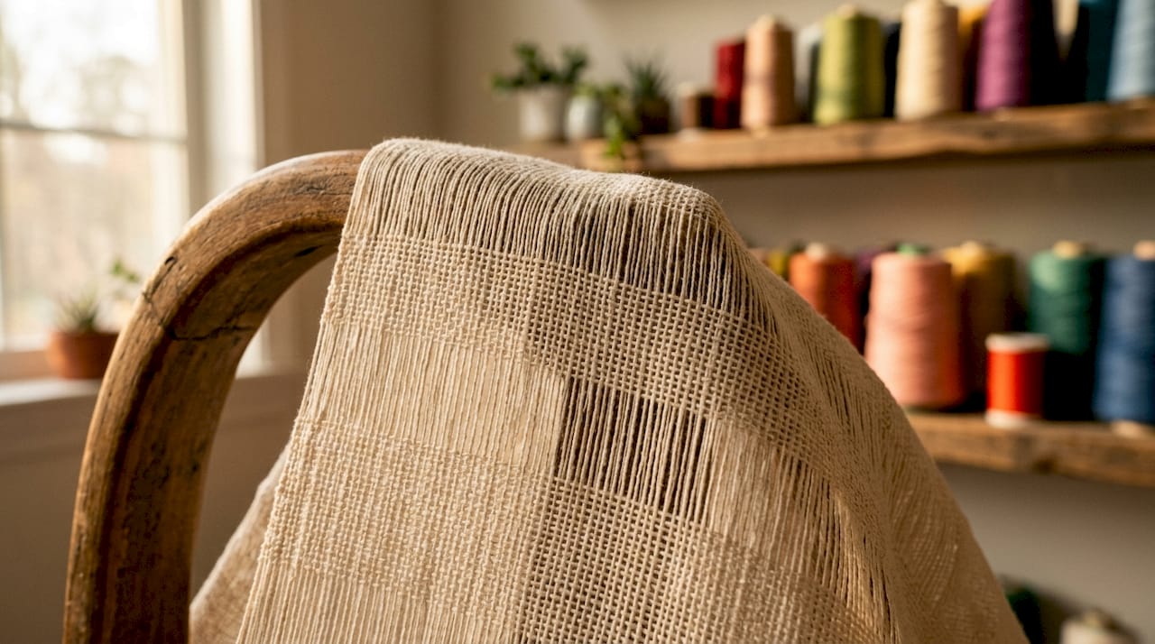 Close-up of cotton poplin fabric weave detail